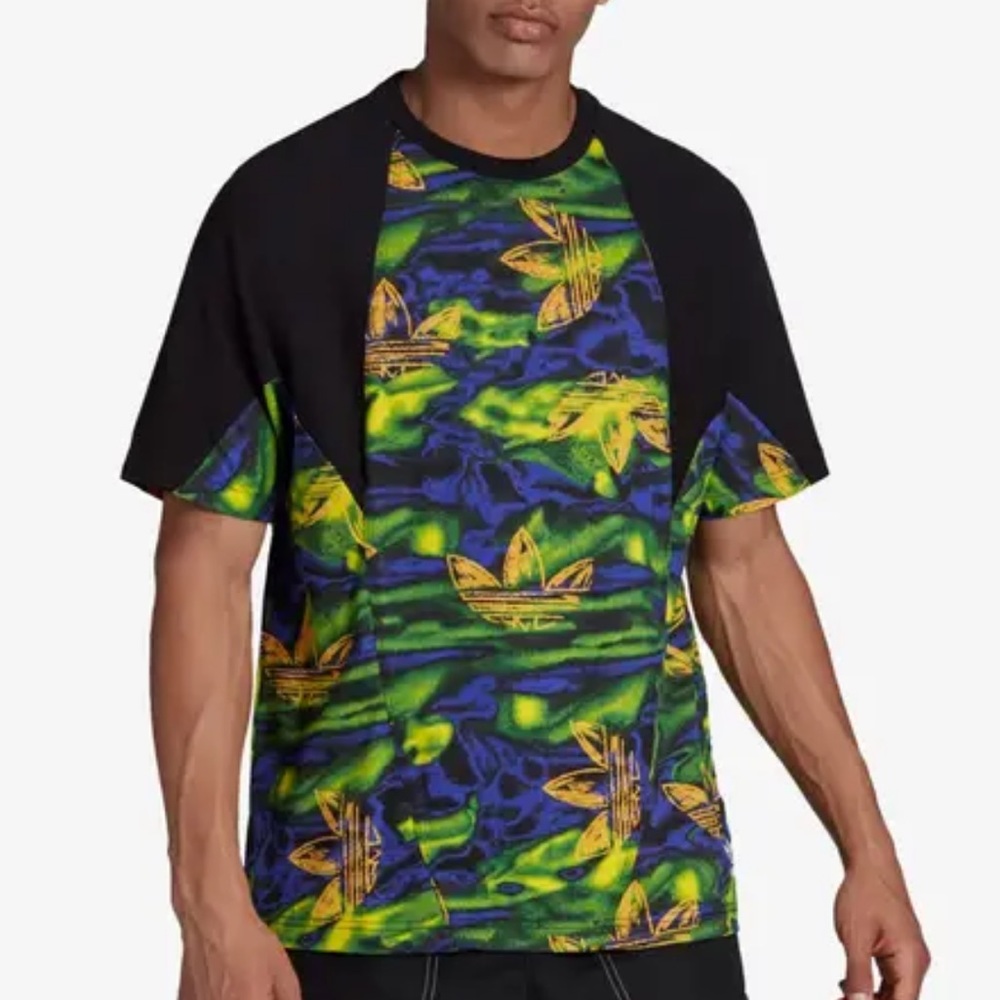 adidas Big Trefoil Printed Tee Allover Print Multicolor Short Sleeve 2020-M